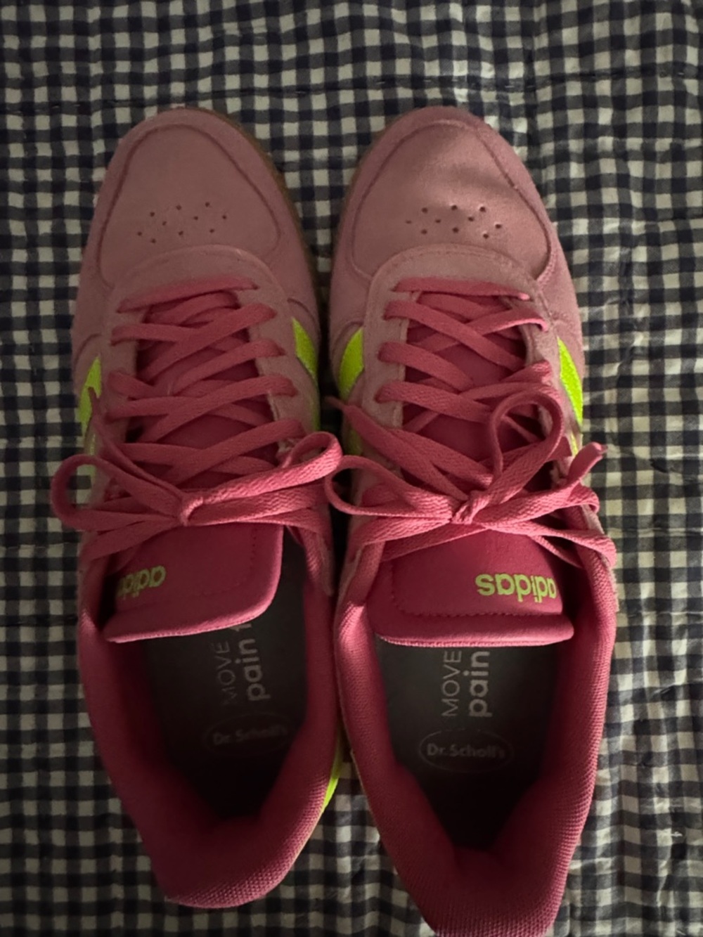 adidas Women's Pink Sneakers with Neon Yellow Accents